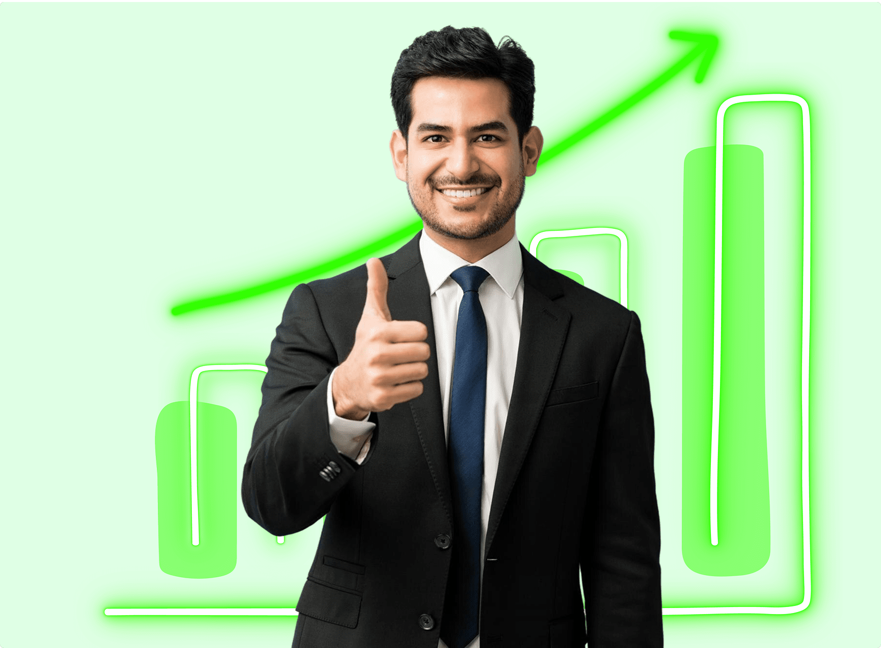 good business growth happy business man